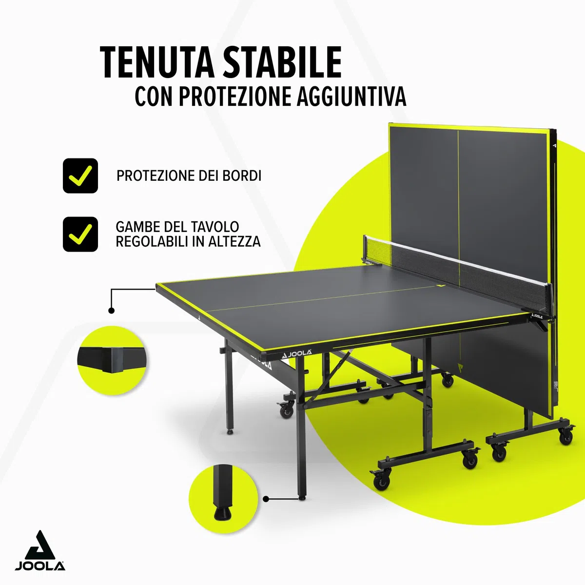 JOOLA Inside J15 - Tavolo da ping pong pieghevole per interni, montaggio rapido, con rete, grigio, 274 x 152,5 x 76 cm