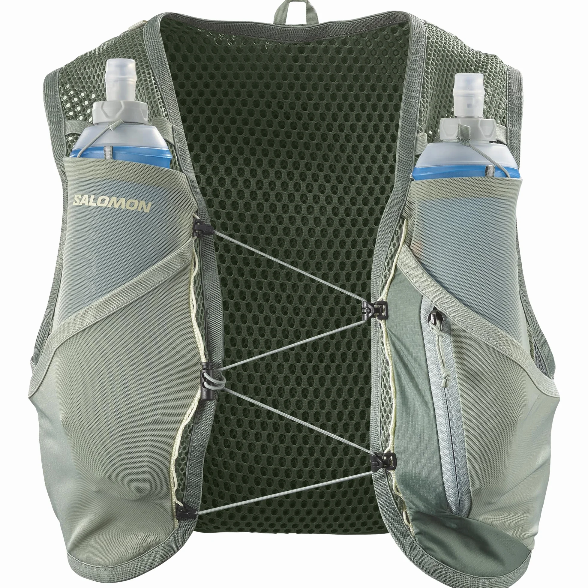 Salomon Active Skin 8 Gilet Idrici Unisex con Borracce per Idratazione Trail Running Escursionismo MTB Incluse, Facilità di Idratazione, Fit preciso, Tasche e scomparti ottimizzati
