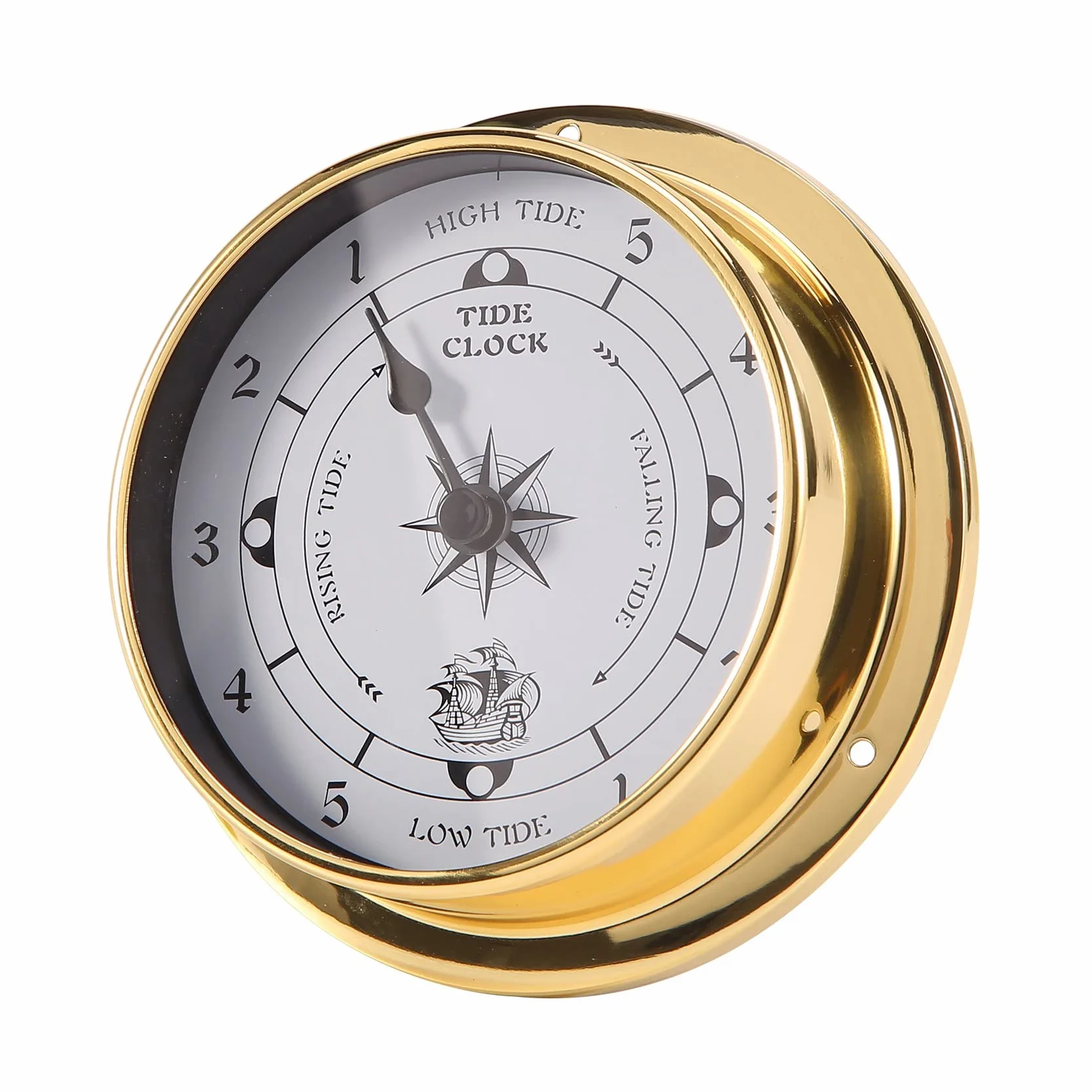 Orologio Delle Maree, Tester un Parete con Guscio nel Rame Marino per Stazione Meteorologica, Barca da Appendere al Muro con Orologio Delle Maree, 115 Mm
