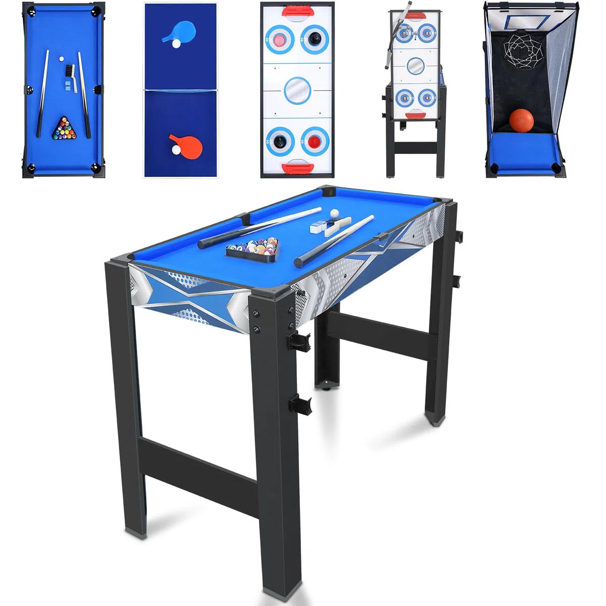 HLC Tavolo Multigioco,Giochi di Design Innovativo,Include Pallacanestro,Tiro con l'arco,Tavolo da Biliardo,Air Hockey,Tavolo da Ping Pong ecc. Tavolo Multi Gioco Grande