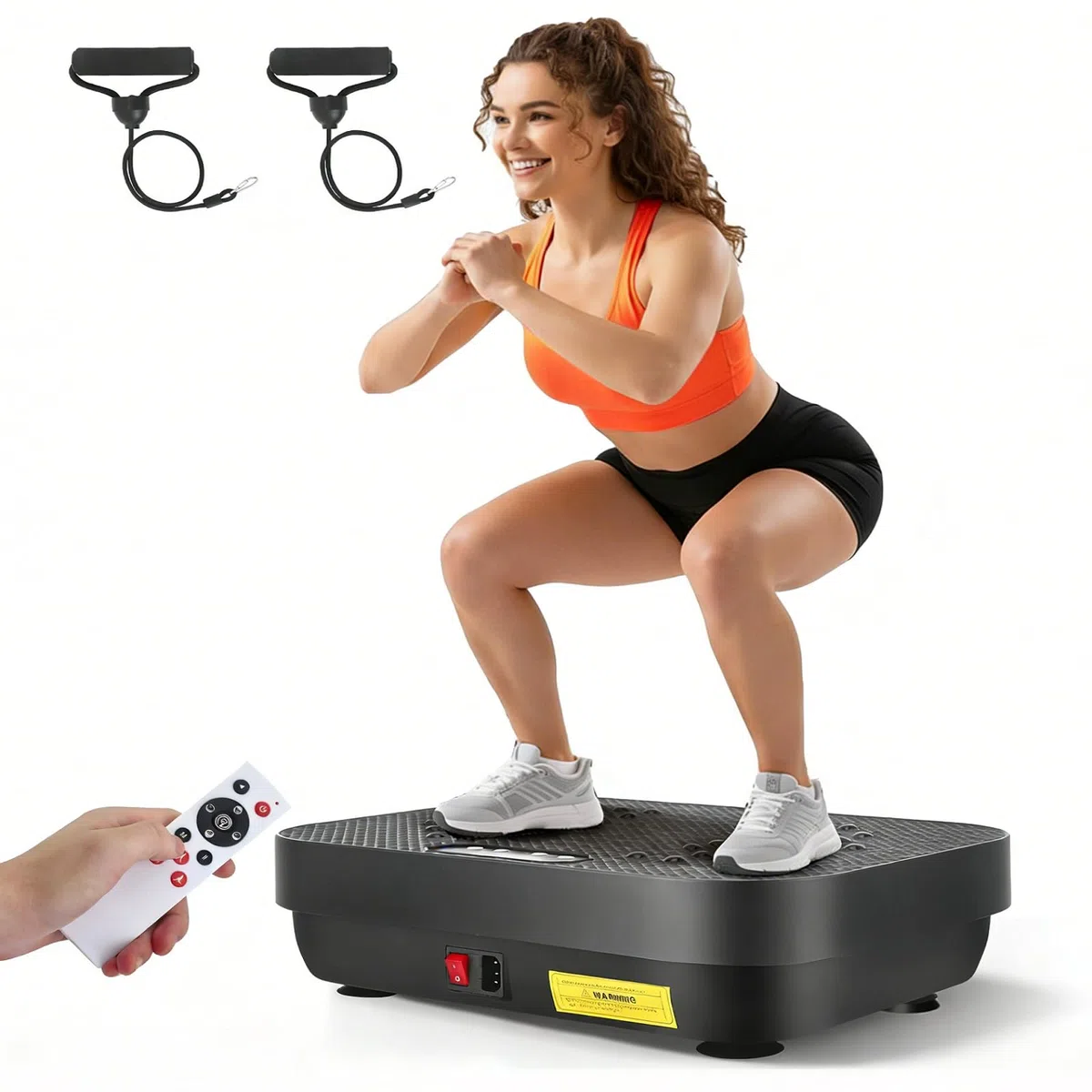 Pedana vibrante Fitness 8 modalità, 99 livelli di velocità, portata 150 kg, con telecomando e bande di resistenza