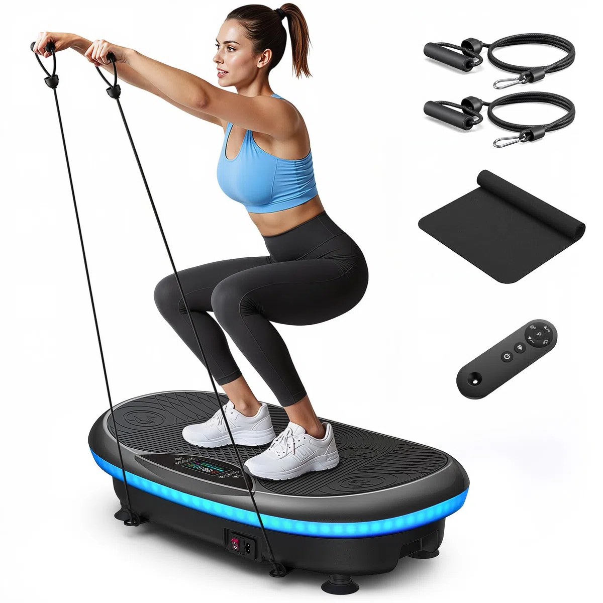 MERACH 4D Pedana Vibrante Con 7 Modalità Di Vibrazione, 120 Livelli Di Velocità, 5 Programmi Intelligenti, Altoparlante Bluetooth Integrato E Luce Ambientale