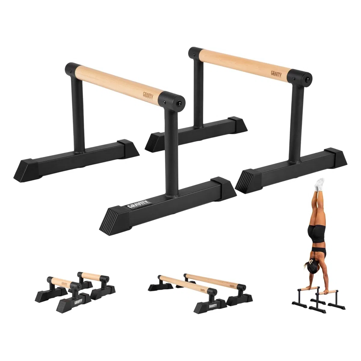 Gravity Fitness Parallettes - Nuovi manici ibridi in legno - Calisthenics, Crossfit, uso domestico e commerciale