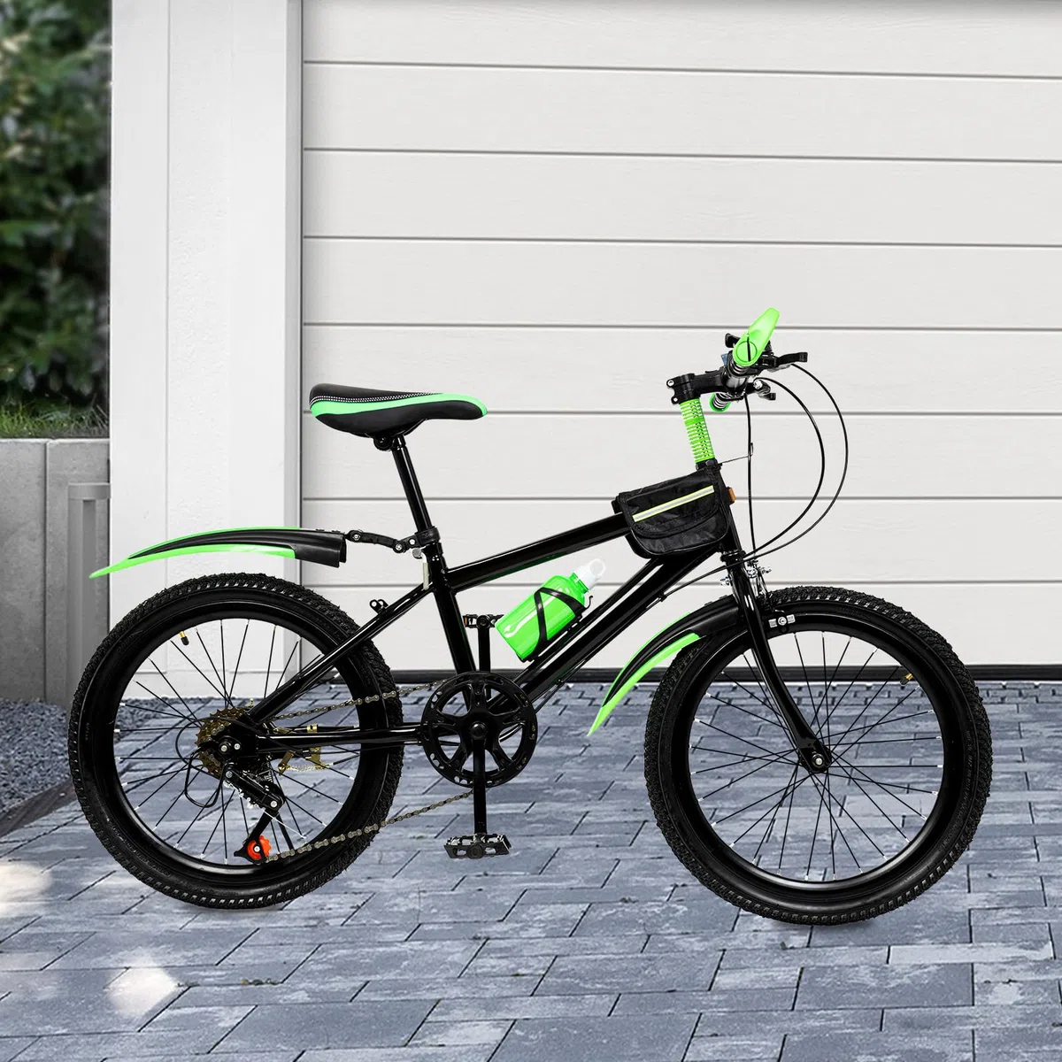 Bicicletta per bambini da 20 pollici, mountain bike, bicicletta con parafango, bottiglia d'acqua e campana bussola, robusto telaio in acciaio al carbonio, per ragazzi e ragazze 8-12 anni, per