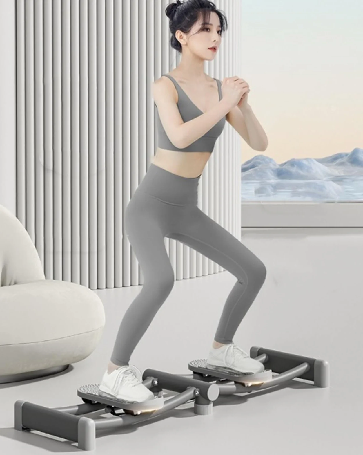 Ski Machine, Simulatore Di Sci, Attrezzatura for Esercizi Con Macchina Da Sci Ad Altezza Regolabile for Allenamento Dei Muscoli Del Pavimento Pelvico Delle Gambe, for La Casa(Rosa,Without hand