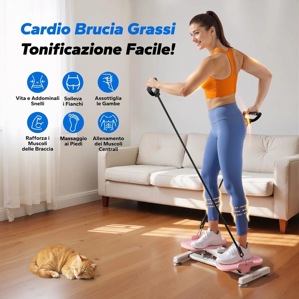 MERACH Twist Waist Disc Board per le Donne, Waist Whisper con 2 Fasce Elastiche, Pedana Rotante Dimagrante per Allenare Core e Fianchi, 136KG Max per Fitness & Ginnastica - Rosa (Pro)