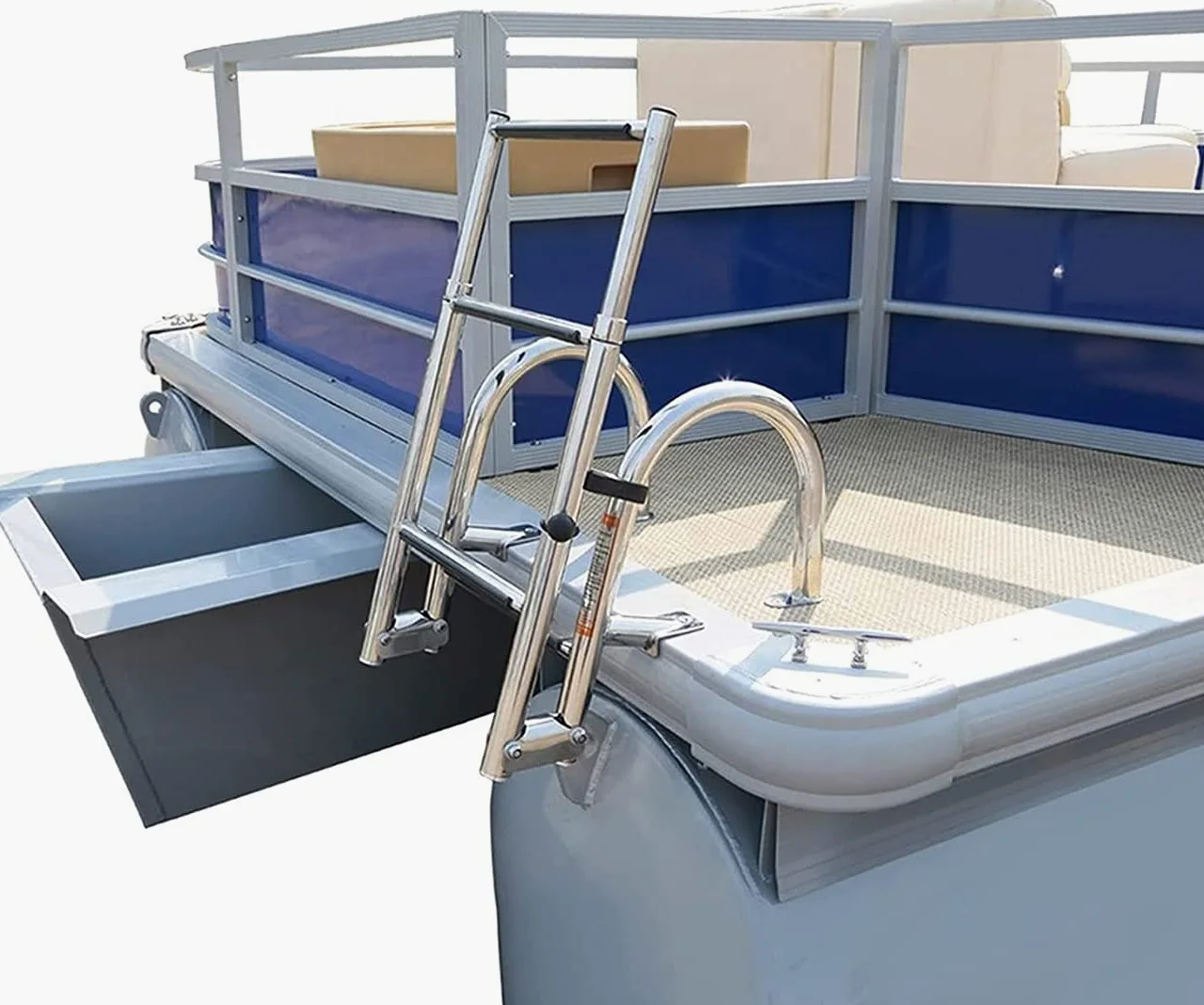 Scaletta Bagno Scaletta Barca Inox, Scalette Piscina Pieghevole con Corrimano E Ampia Pedaliera 4 Gradini Ponte Galleggiante per Piscina/Piscina Barca, Ingresso Poppa Marina
