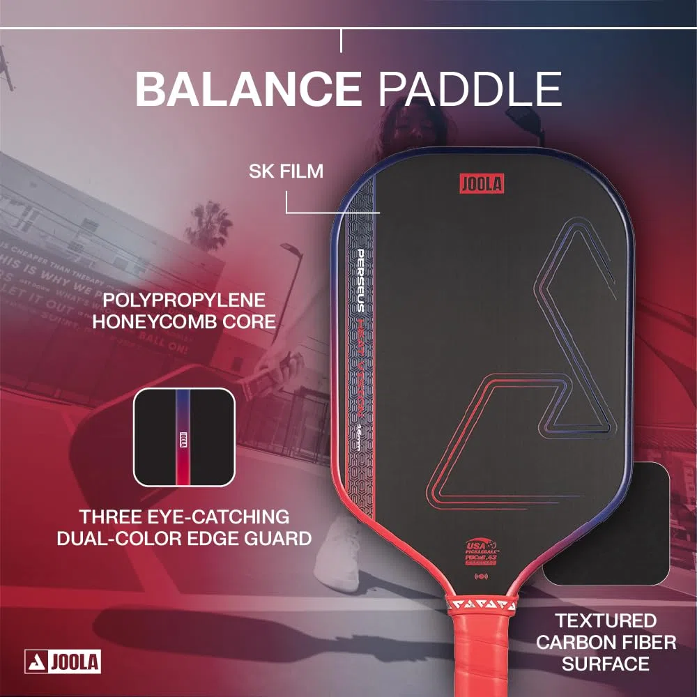 JOOLA Heat Vision - Pagaia per pickleball, 16 mm, superficie ruvida in fibra di carbonio per rotazione, pellicola SK per vibrazioni ridotte, approvata USAP, chip NFC abilitato