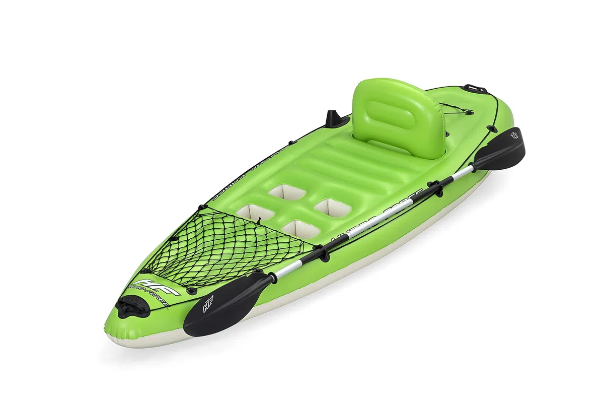 Bestway Koracle - Kayak gonfiabile Hydro-Force, set completo per la pesca, con pompa a mano, pagaia e borsa portaoggetti, capacità per 1 persona, diversi stili
