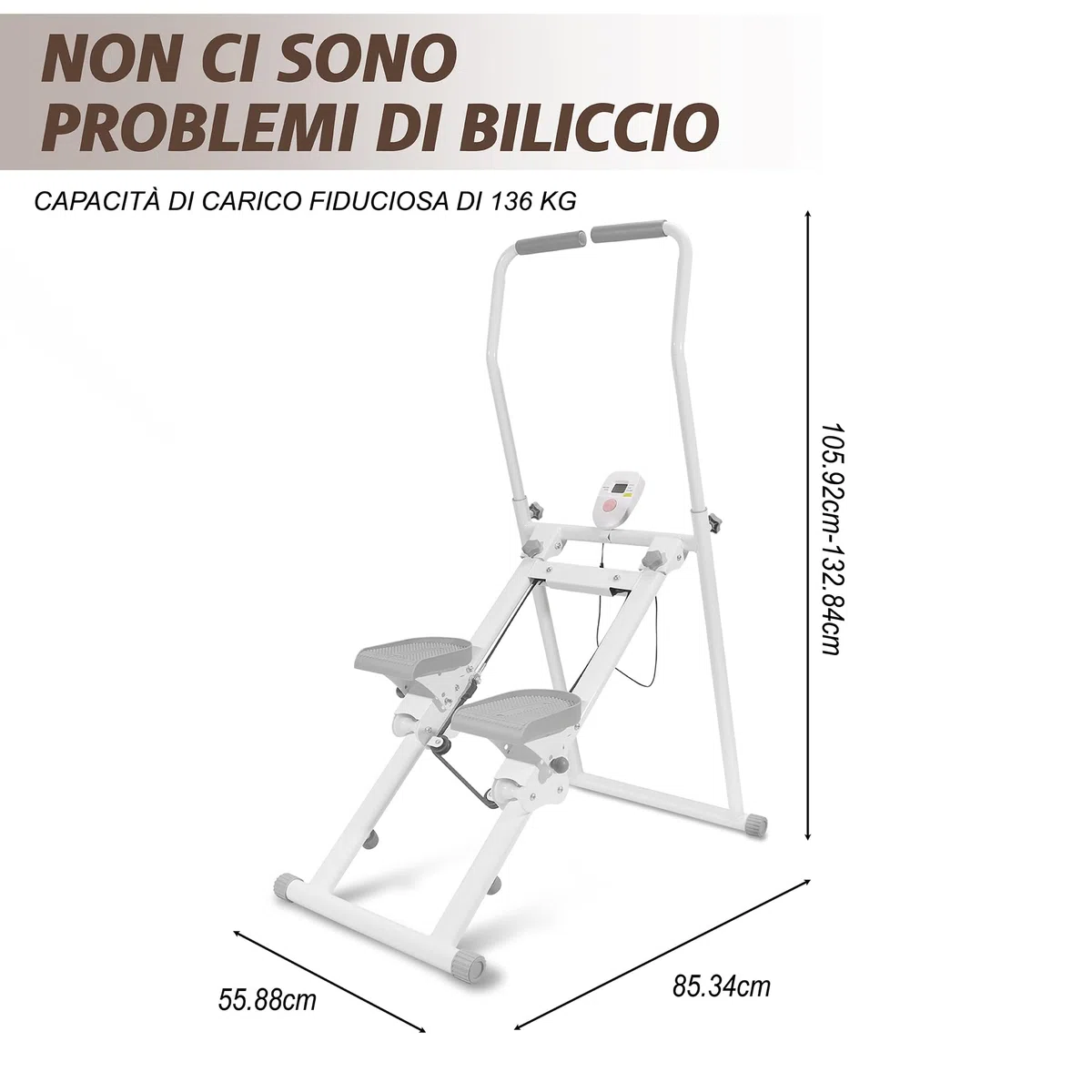 Stepper per casa – Upgrade Scalatore verticale come macchina per allenamento per esercizi totali del corpo. Dispositivo fitness per scalare con telaio stabile e piattaforma manubrio regolabile