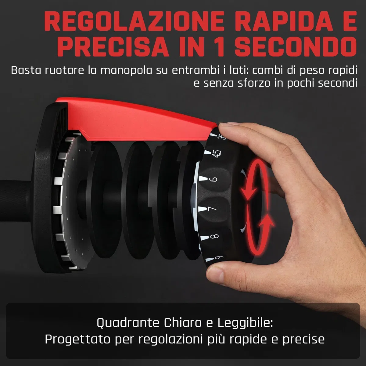 Yaheetech Manubri Regolabili 15 Livelli in Acciaio 2,5-24 kg Regolazione Istantanea Sistema Doppio Blocco Antiscivolo per Palestra Casa Ufficio