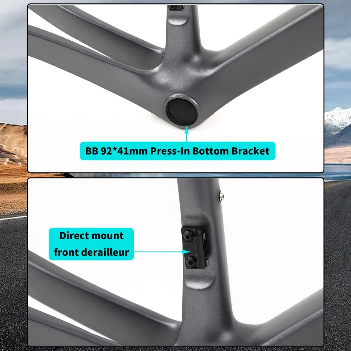 TUJISEK Telaio per Bici da Strada Gravel 700C 45/48/51/54Cm Telaio per Bicicletta in Fibra di Carbonio Telaio per ciclocross con Freno a Disco Percorso Interno Perno Passante 12x100/142mm(White,51cm)