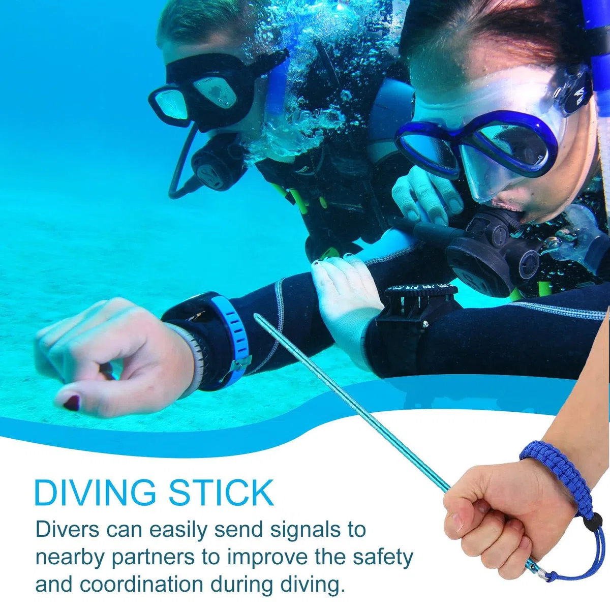 Bacchetta subacquea – Trusty Sound Generator Stick, attrezzatura da nuoto in mare | Puntatore dal design aerodinamico, strumenti subacquei in alluminio per nuotatori principianti, 35,1 cm