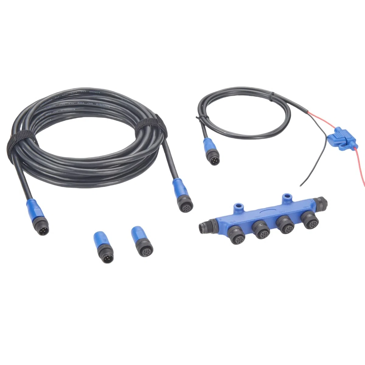 Kit di avvio NMEA 2000 N2K, cavo backbone di grado marino, cavo drop, T-piece a 4 porte, terminatori, cavo di alimentazione con fusibile per Lowrance Simrad Garmin (Kit 1)
