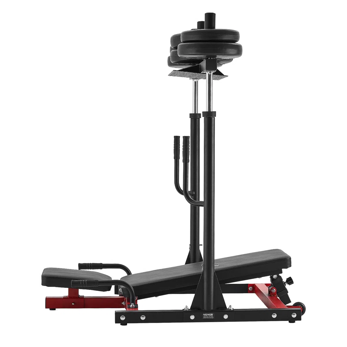 VEVOR Macchina per Pressa per Gambe Verticale, Attrezzatura Regolabile per Allenamento con Pressa per Gambe in Acciaio al Carbonio, per Palestra Domestica Capacità di 249,5 kg Nero Rosso