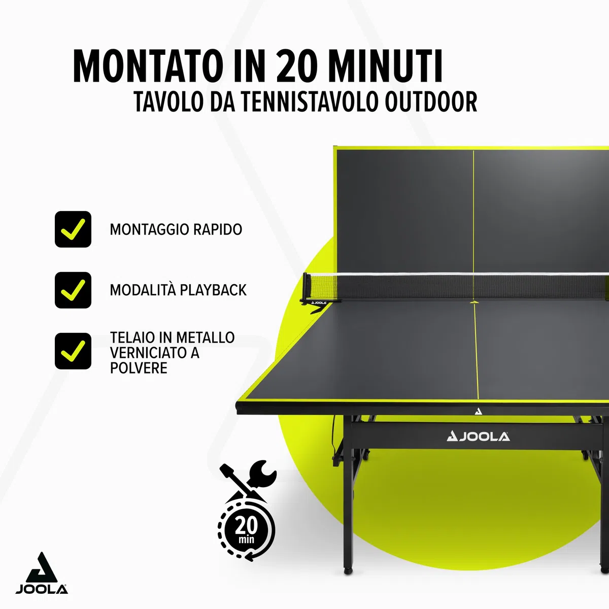 JOOLA Inside J15 - Tavolo da ping pong pieghevole per interni, montaggio rapido, con rete, grigio, 274 x 152,5 x 76 cm