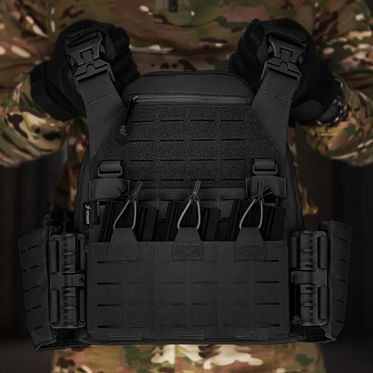 VOTAGOO Gilet tattico da uomo, gilet militare, gilet per paintball, traspirante, plate carrier paintball