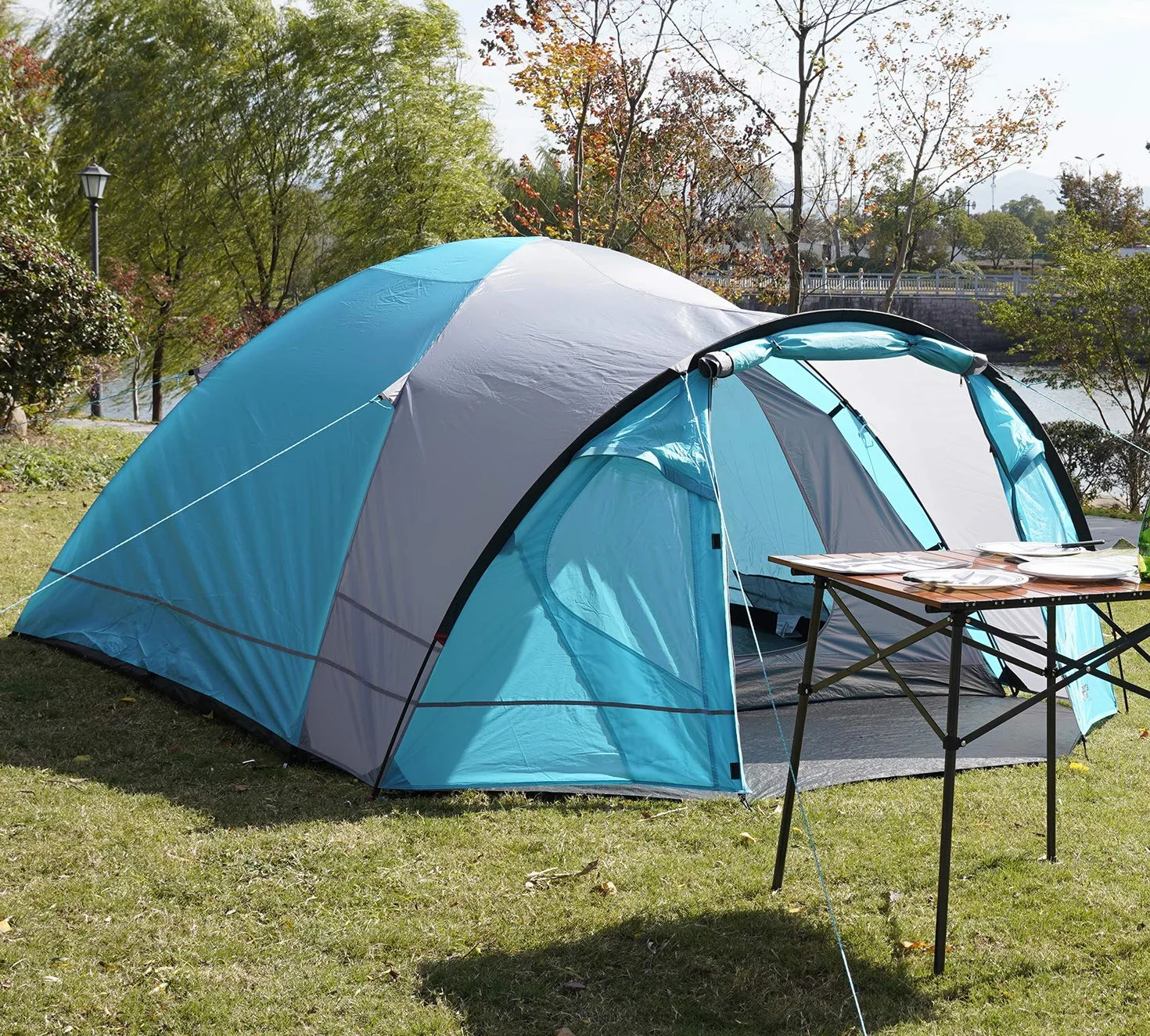 Portal 3 4 Man Tent with Porch, Camping for 3 to 4 Persons with Sewn in Groundsheet, 4000mm Waterproof Family with Bedroom, Lightweight Dome for Outdoor Garden Backpacking Hiking