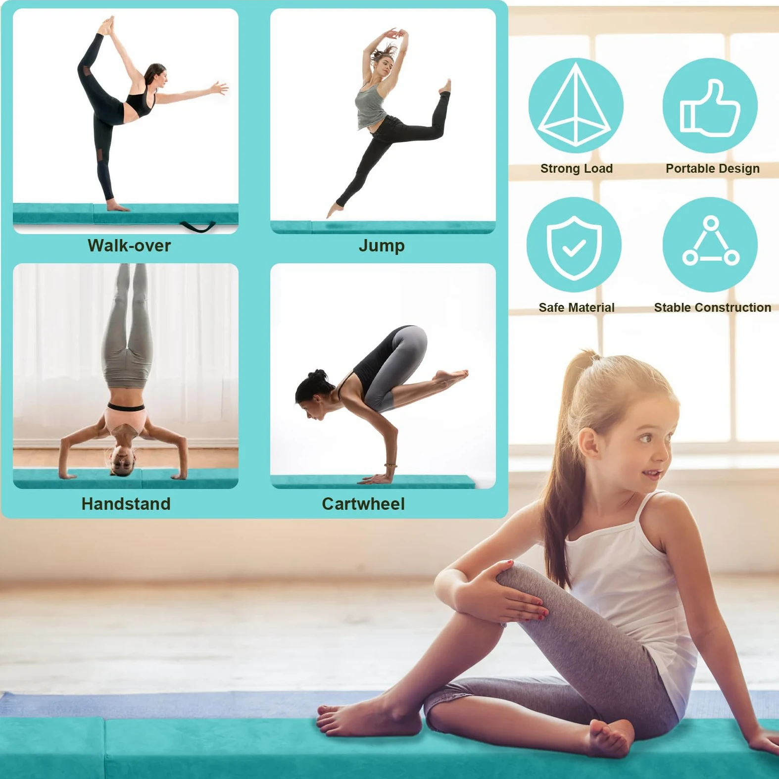 FBSPORT 270 CM Trave di Equilibrio Pieghevole, Trave di Equilibrio per Ginnastica, Trave di Pavimento per Palestra, Trave di Equilibrio a Strati Floccanti, Attrezzature per Il Fitness per Bambini