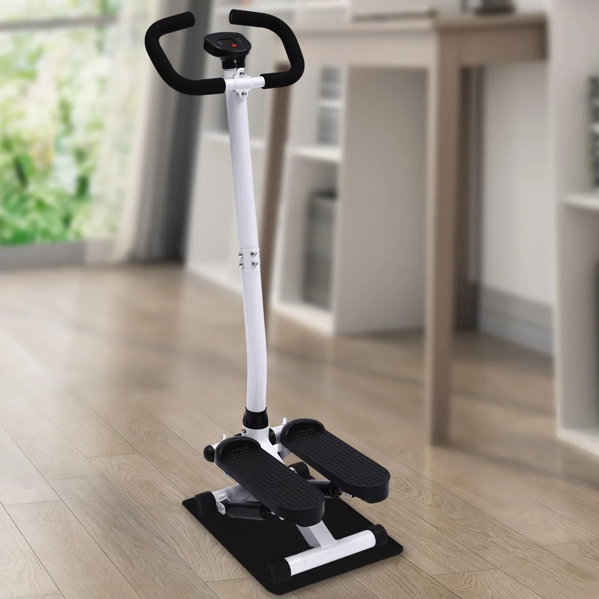 Fitness Stepper Esercizio Stepping Machine, con manubrio, tappetino, 2 fasce di resistenza, per perdita di peso, modellazione del corpo ed esercizi quotidiani, capacità di carico 150 kg