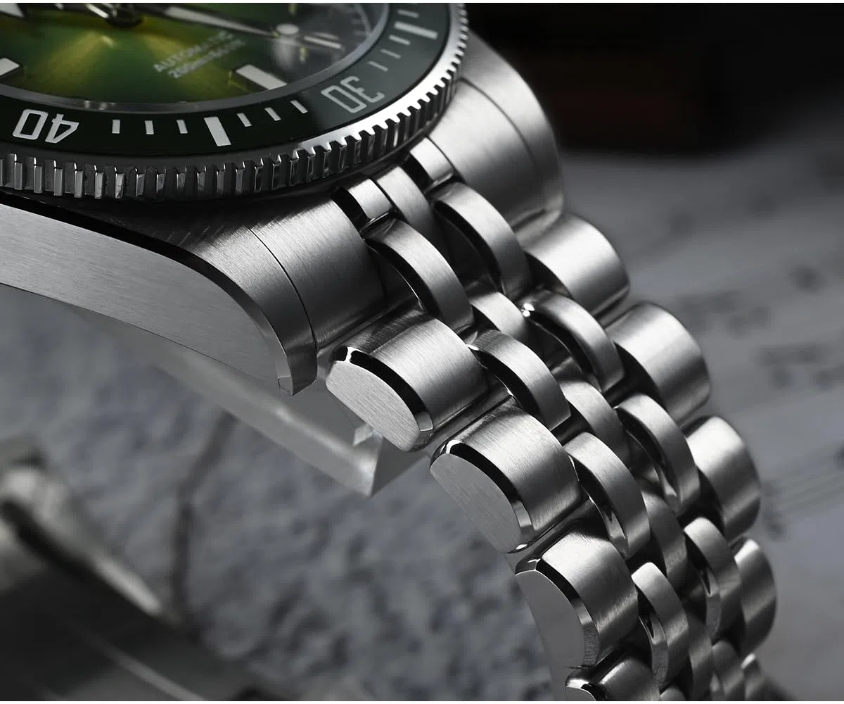 Orologio da immersione automatico San Martin, quadrante verde, acciaio inossidabile 316L, cassa 37,5 mm, movimento 9015 resistente all'acqua 200 m, modello SN0148-GX