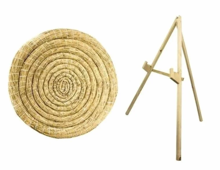 Obiettivo rotondo in paglia 80 cm con supporto