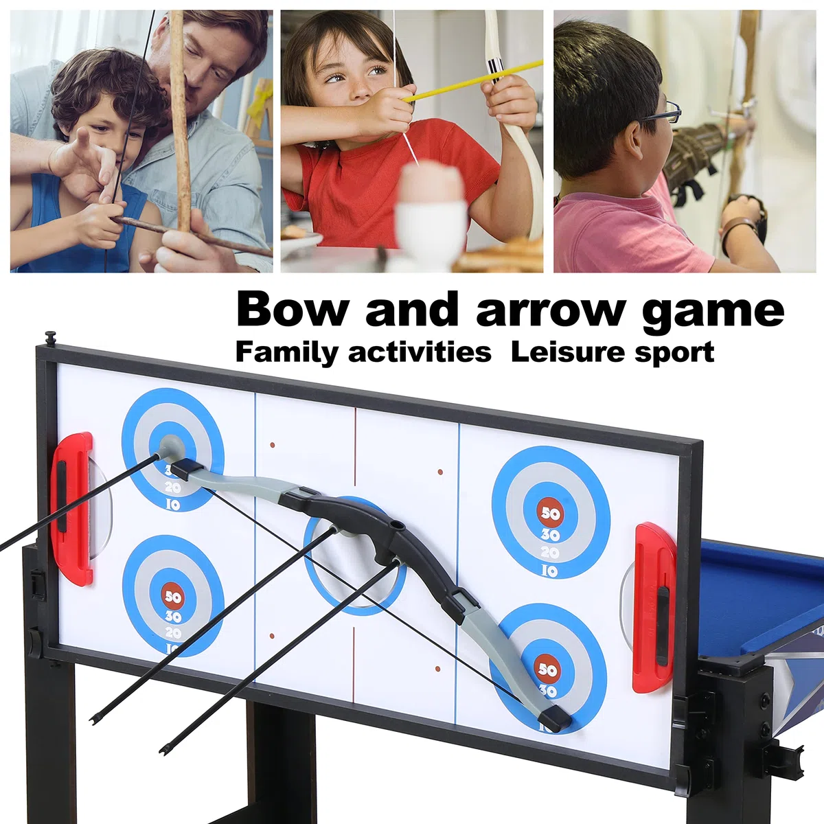 HLC Tavolo Multigioco,Giochi di Design Innovativo,Include Pallacanestro,Tiro con l'arco,Tavolo da Biliardo,Air Hockey,Tavolo da Ping Pong ecc. Tavolo Multi Gioco Grande