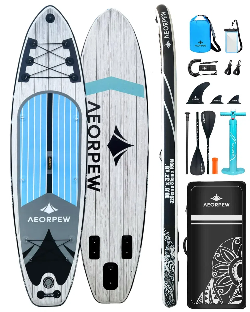 Tavola gonfiabile da 3,2 m per adulti, larghezza 81,3 cm, con accessori per SUP di alta qualità, include tavola antiscivolo, pompa a mano, pagaia singola di tutti i livelli di abilità