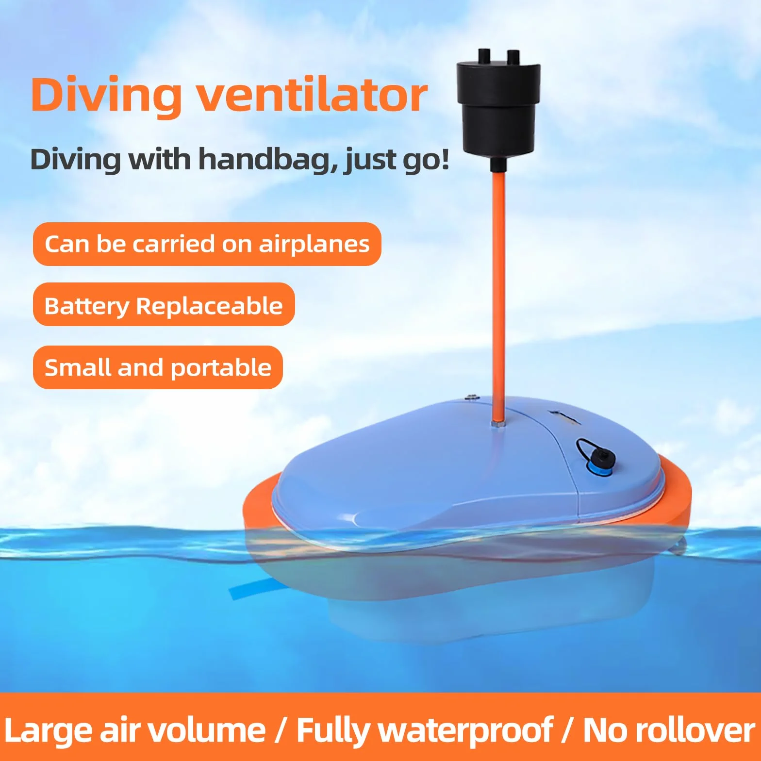 TUXING Ventilatore subacqueo, 45 Minuti Impermeabile Portatile Ricaricabile Scuba Diving Tank, Immersioni Senza Serbatoi, con 7M Tubo telescopico e regolatore di respirazione 52 Litri/min per