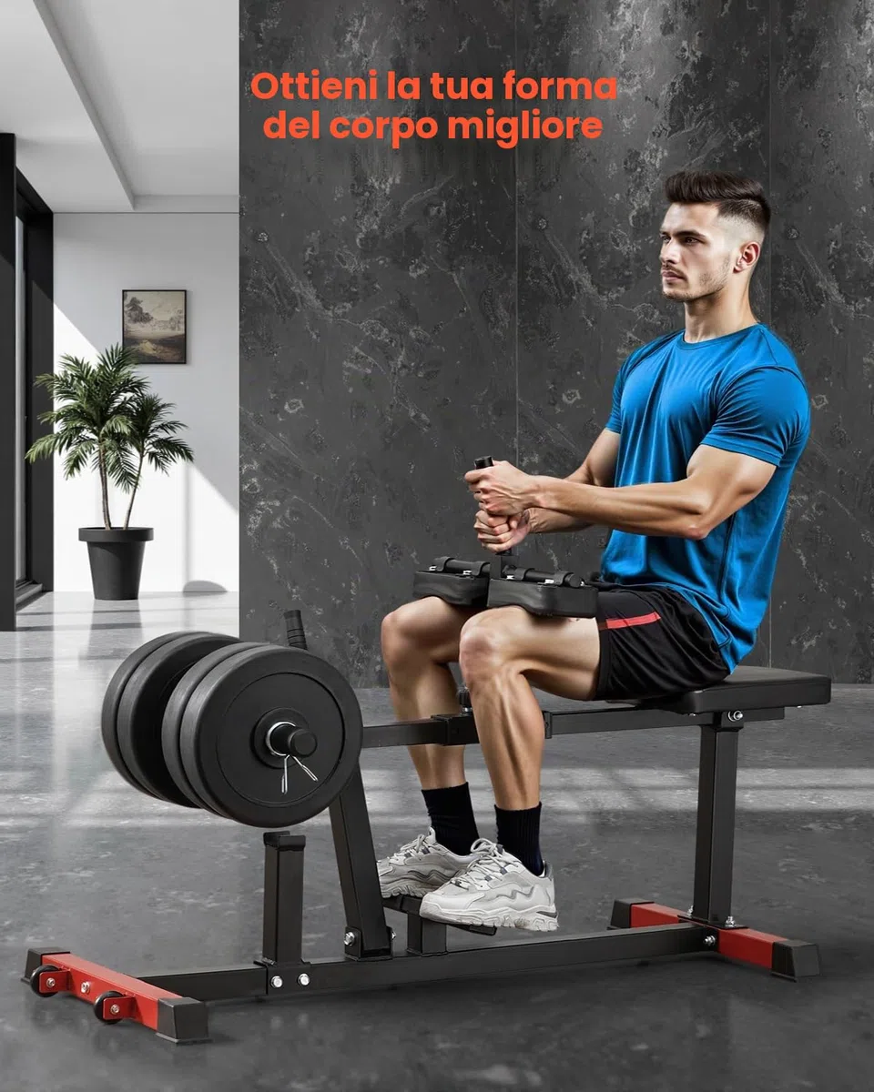 VEVOR Macchina per Polpacci da Seduti, Macchina Esercizio per Gambe per Sollevamento 199,5 kg, Regolazione Altezza Maniglia 5 Livelli, per Allenamento Polpacci, Piastre di Peso 50 mm