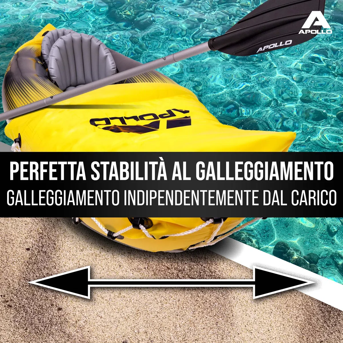 Apollo Kayak Sea Lion | Gonfiabile 2 Posti, Super Capiente 312 x 91 x 51 cm | Canoa Stabile e Leggera | Comodo e Maneggevole per 2 Persone | Set Completo Pronto all'Uso
