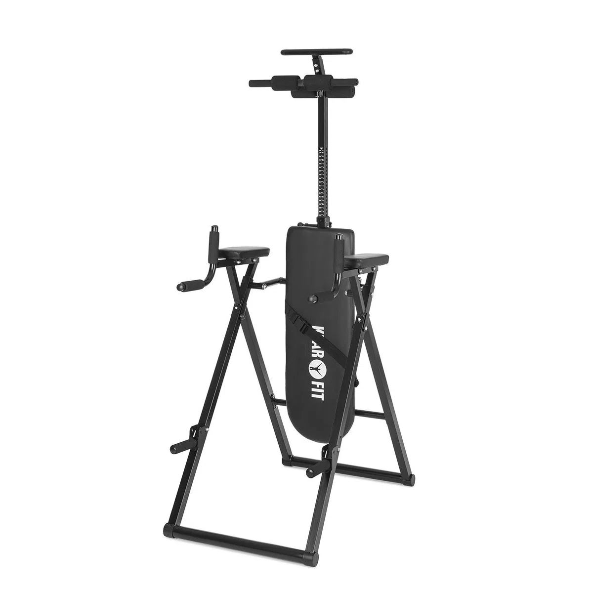 Klarfit Power-Gym - Panca a inversione, per la schiena, per allenamento multiuso, 6 in 1, inversione, push-up, squat, chin-up, dips & ab-training, fino a 120 kg, regolabile, nero