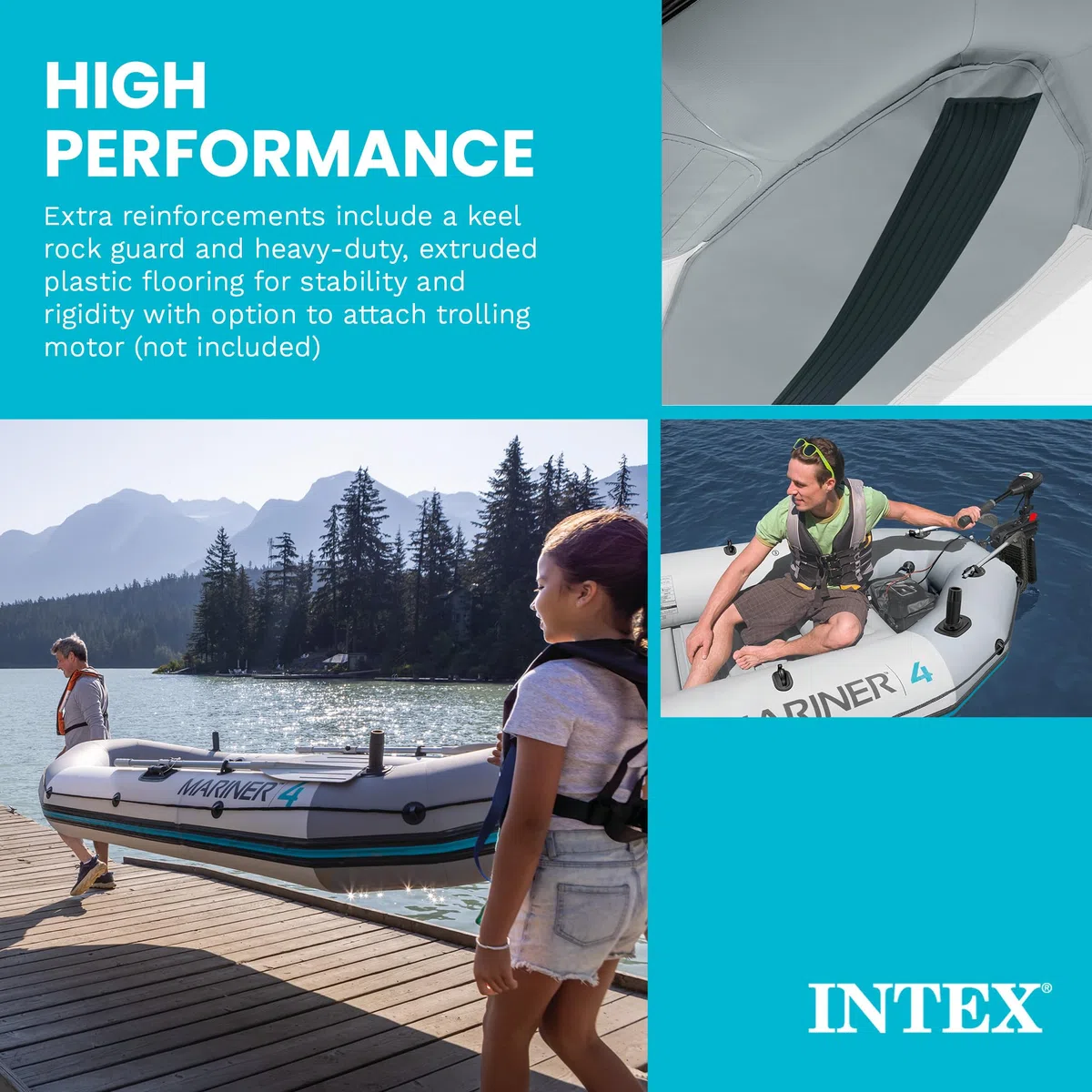 Intex 68376 4 Pro Mariner Battello gonfiabile 4 posti con remi e pompa