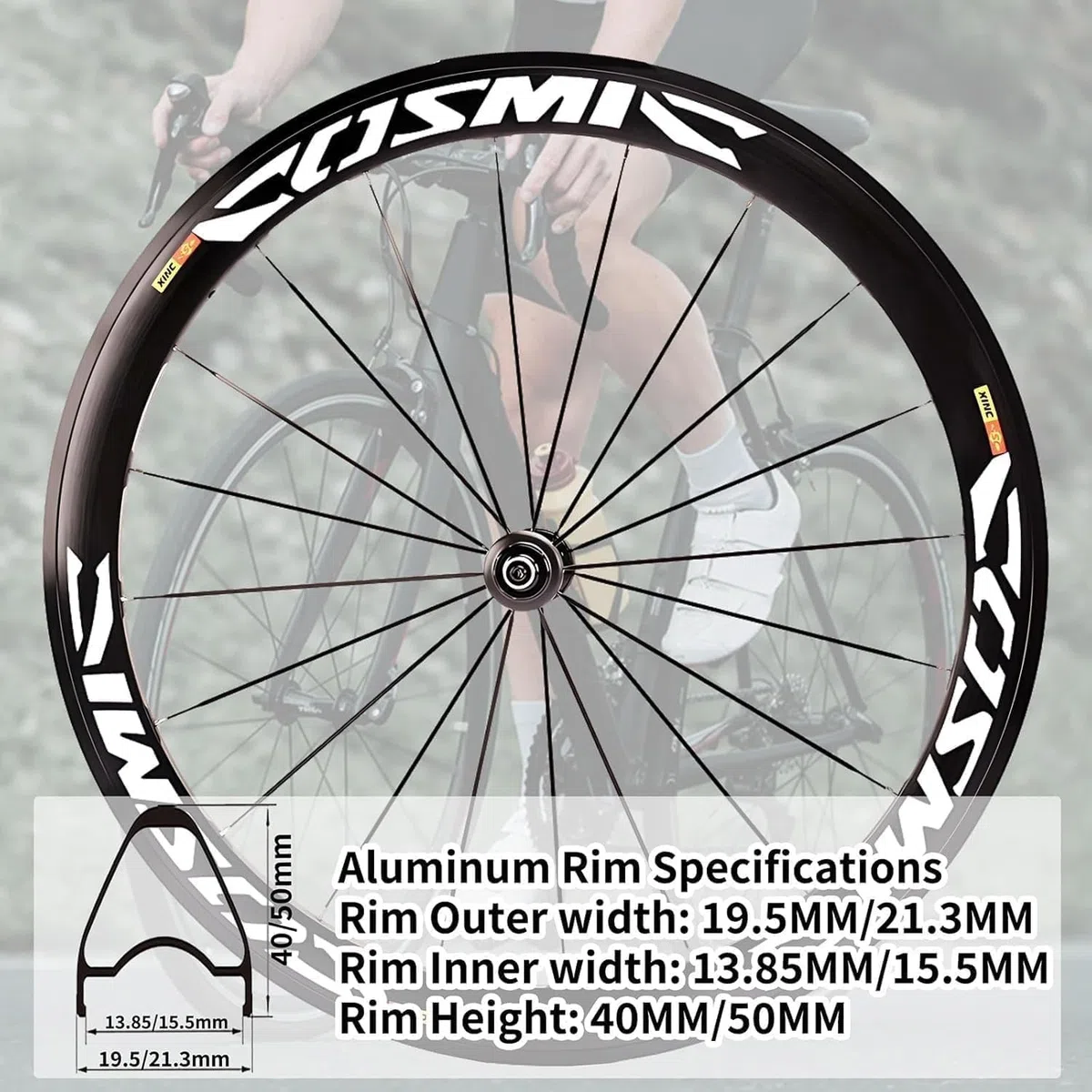 Set di Ruote per Bici da Strada 700C * 23C-25C-28C 40 / 50MM Cerchio Freno C/V in Lega di Alluminio Mozzo 20H A Sgancio Rapido per Set di Ruote 7 8 9 10 11 velocità