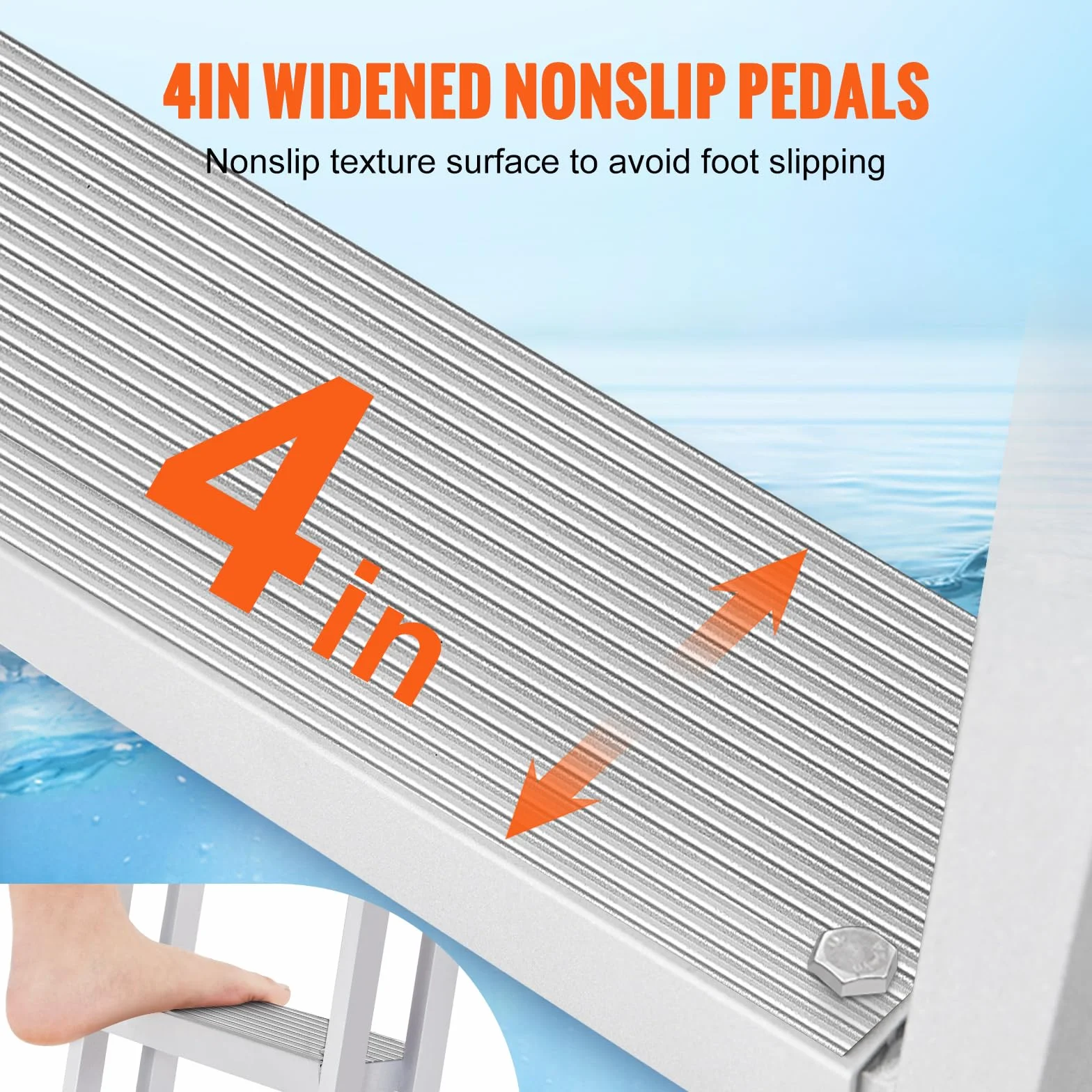 VEVOR Scaletta per Pontile, 5 Gradini Rimovibili, Scala per Barca in Lega di Alluminio, Carico 158,7 kg con Gradino Antiscivolo, Facile da Installare per Barca, Lago, Piscina, Imbarco Marittimo