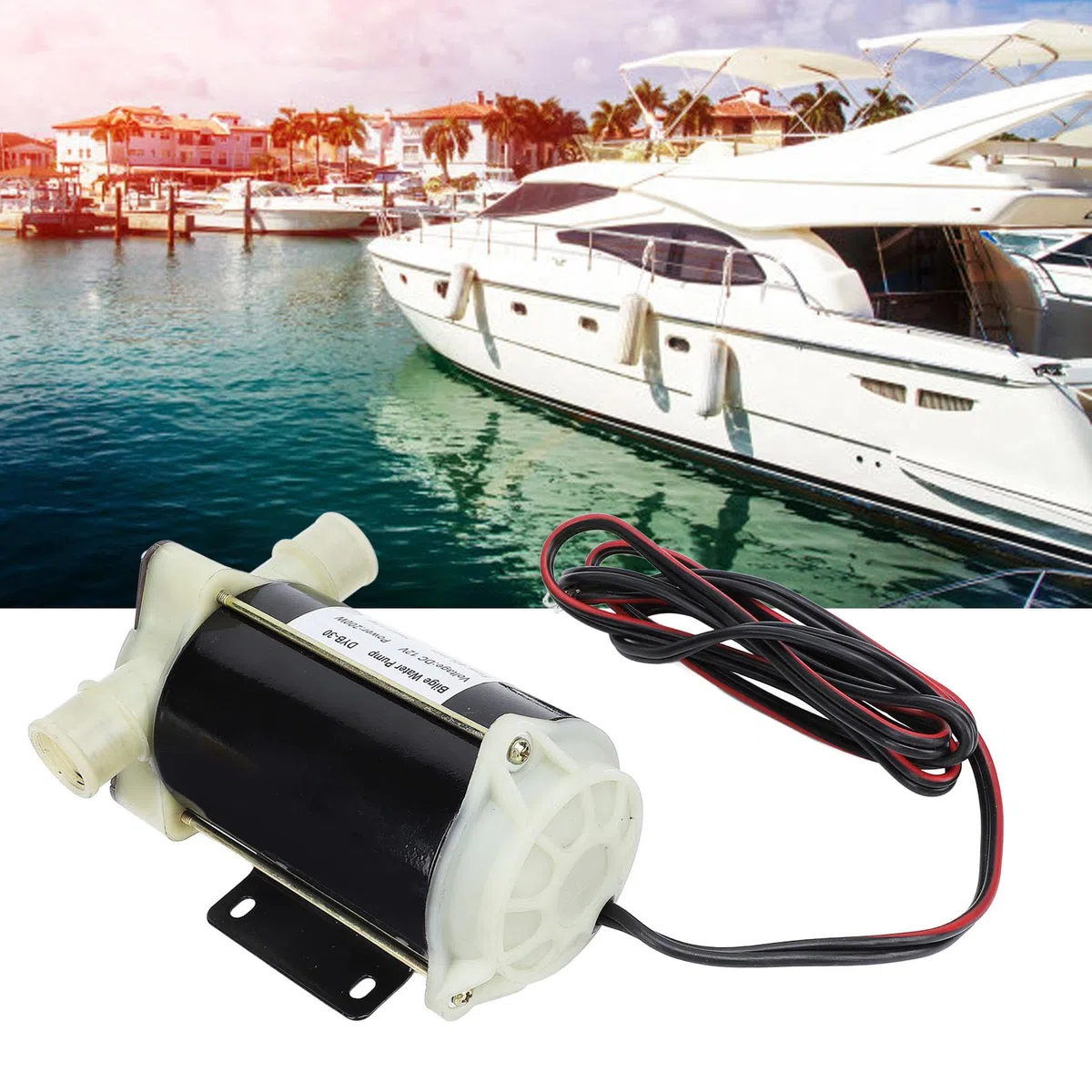 Pompa per acqua di sentina PolyGen 12 V 200 W con girante flessibile, pompa autoadescante eroga 40 l/min a 12 m di prevalenza per applicazioni con acqua dolce e salata