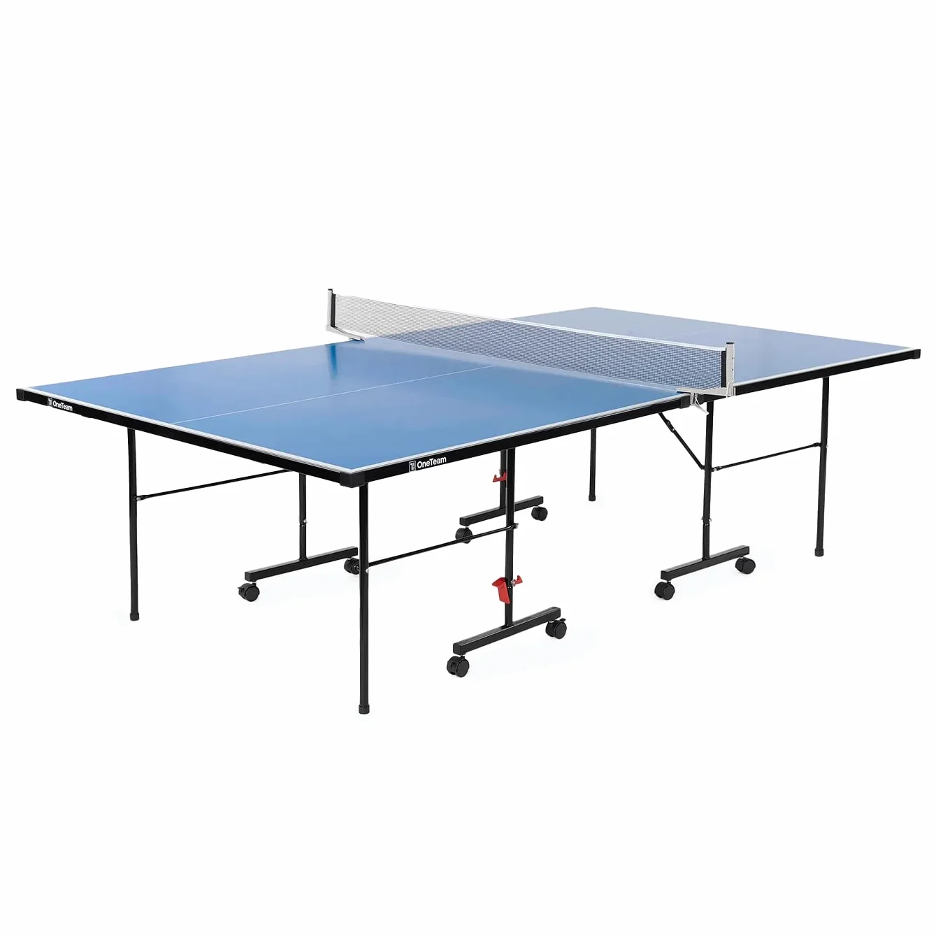 OneTeam Tavolo da ping pong Dimensioni 274x152,5x76 cm per gioco all'aperto con rete pieghevole Ruote per trasporto con funzione di bloccaggio Azzurro