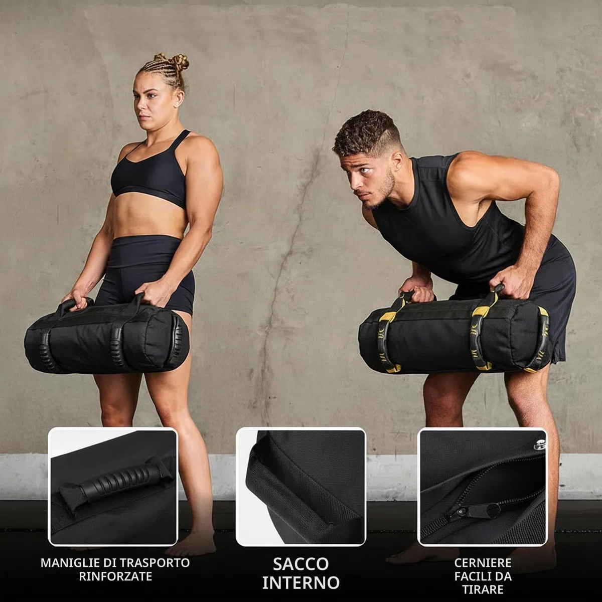 Taeku Sacco Pesi per Fitness, Regolabile Power Bag con 6 Maniglie, per Allenamento di Forza, per Allenamento Funzionale