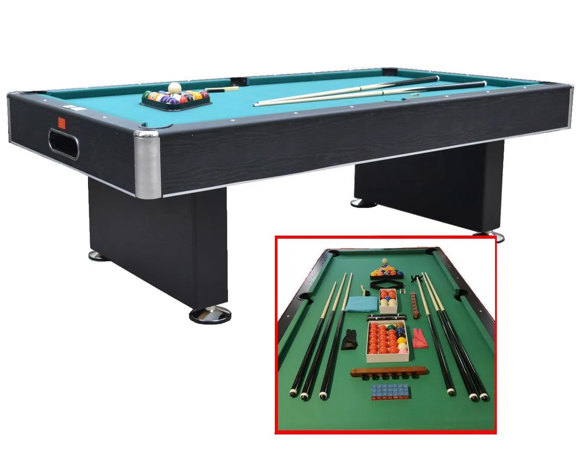 Biliardo ZEUS - Regolamentare 245x135 cm con Panno Speedball, Ritorno Automatico delle Biglie e Piedini Regolabili, Nero Venato con Finiture in Argento - Scegli Panno Verde Rosso Blu Nero