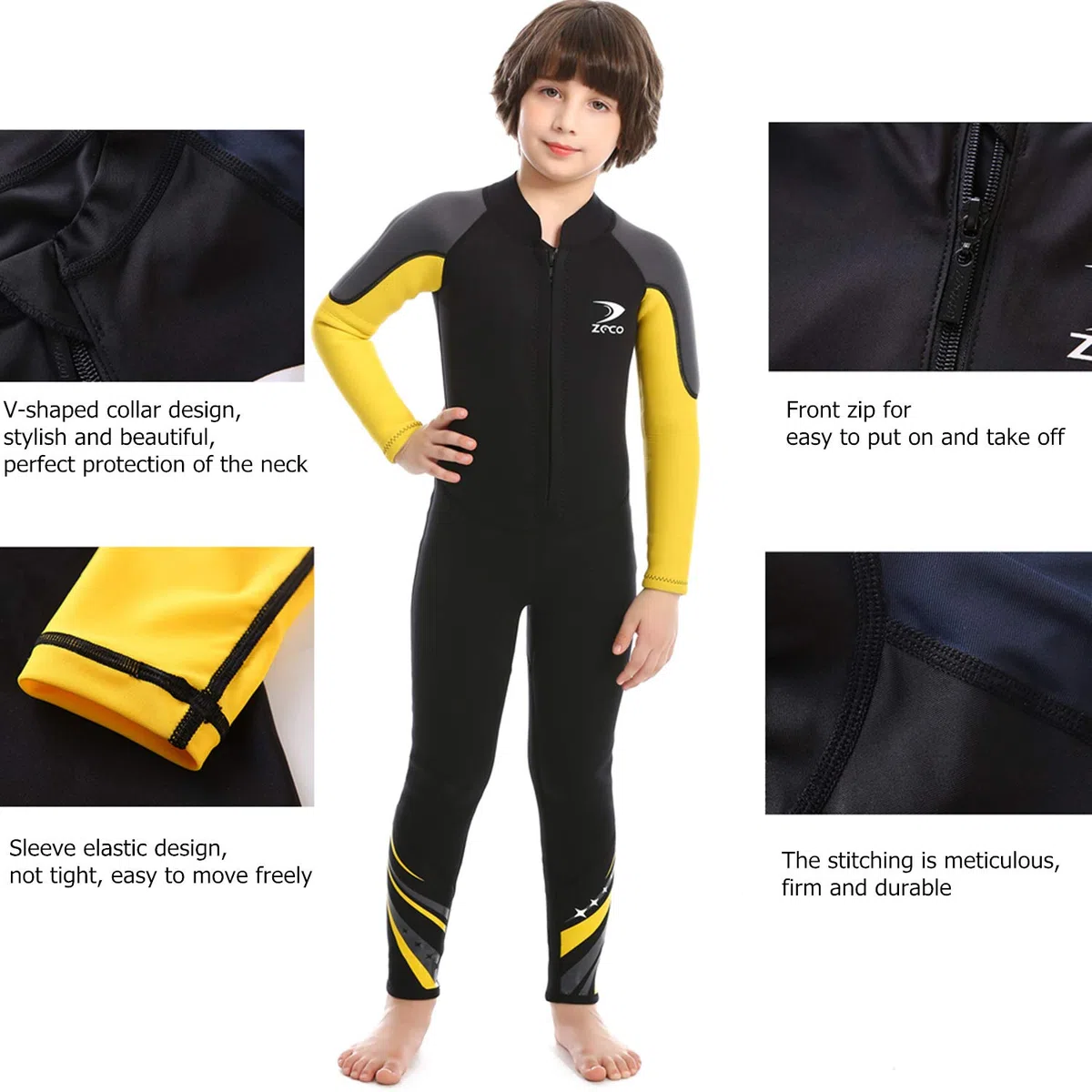 Muta per bambini ZCCO, costume da bagno termico in neoprene da 2,5 mm, tute umide da ragazzo e ragazza per bambini, caldo, manica lunga, costume da bagno per immersioni, nuoto, surf