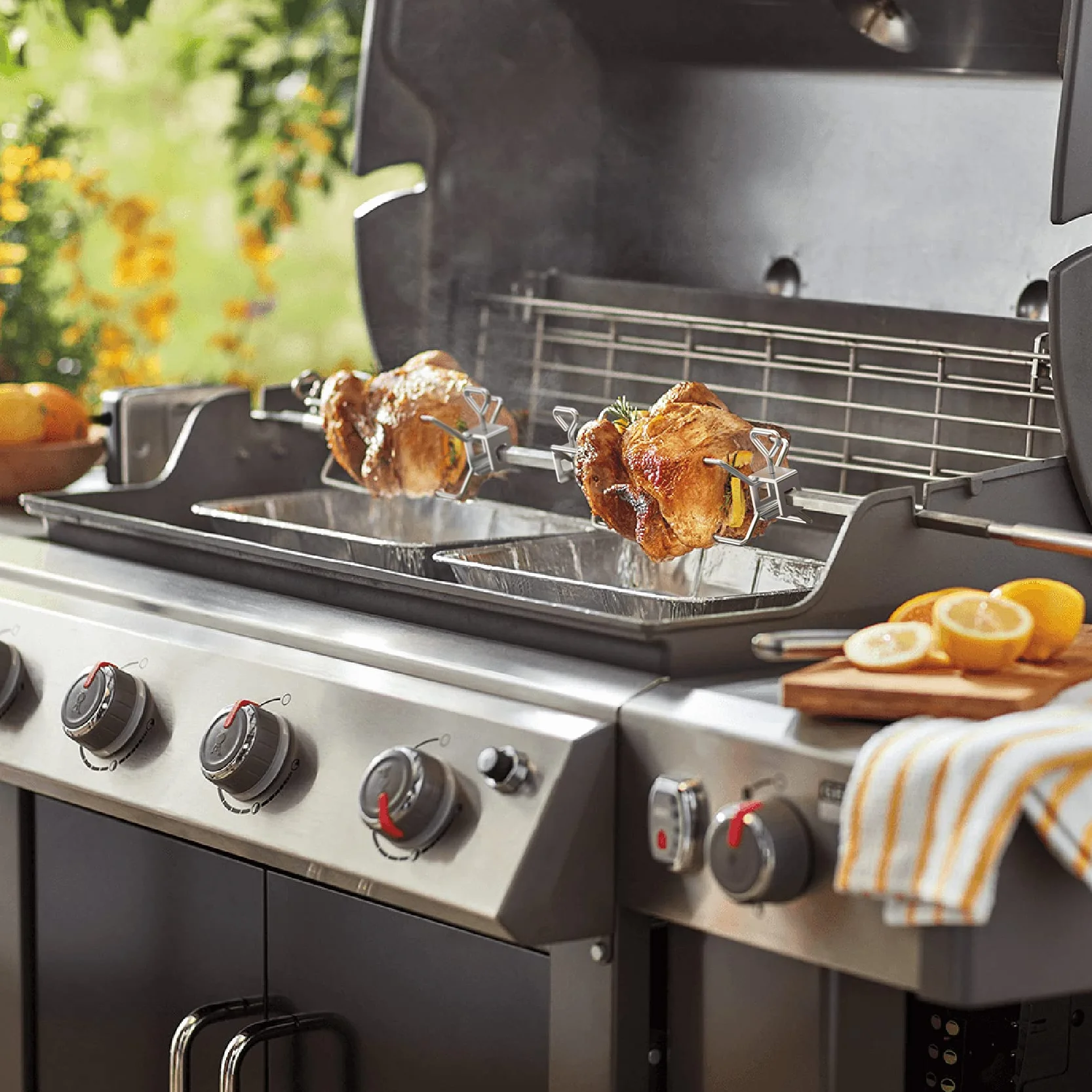 Onlyfire in acciaio inox Grill Girarrosto kit adatto per Weber 7653 uso con Weber Genesis II 400& 600 serie e Genesi II LX 4 & 6 bruciatori griglie