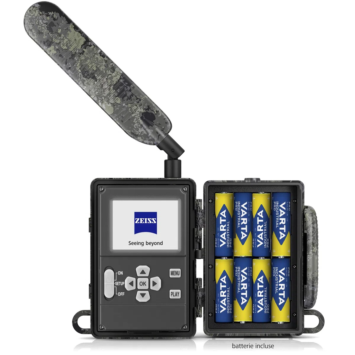 ZEISS Secacam 5 - Angolo 60°-Fotocamera caccia connessa 4G LTE, SIM integrata, SD 32 GB, APP, 12 MP, HD, intelligenza artificiale, visione notturna colori, rilevamento IR 25 m, IP66, flash invisibile
