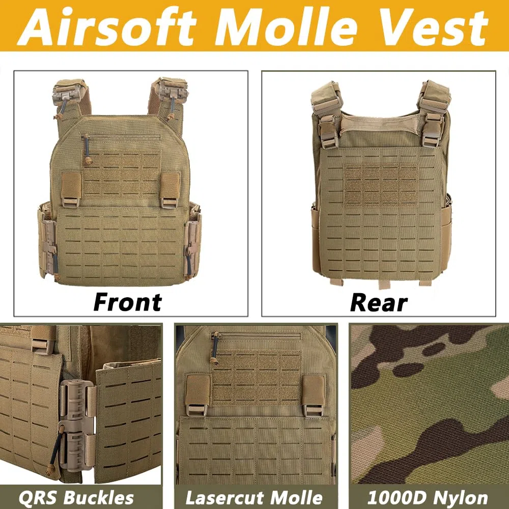 TWINFALCONS Tattico Airsoft JPC Lasercut Gilet Protettivo in Nylon 1000D Portapiatti Militare Compatibile QRS Molle combattere Gilet per Uomo