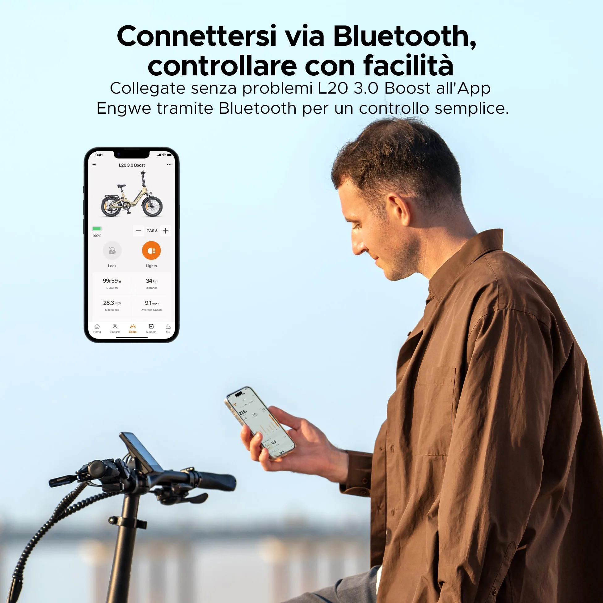 ENGWE L20 3.0 Boost Bici Elettrica, Dotata di Connettività Bluetooth e APP, 2 Ore di Carica Completa e 48V 13.5Ah Batteria Nascosta Fino a 135KM, Sensore di Coppia e Freni Idraulici