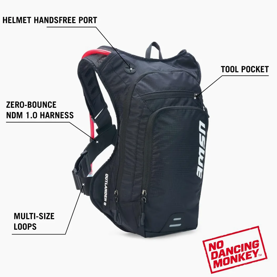 USWE Zaino unisex – adulto Outlander 9 nero carbonio 9 l