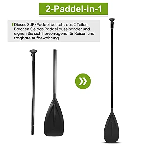 GOTOTOP Pagaia in Alluminio Regolabile 163-215 cm, Removibile 2 Parti per Stand Up Paddle, Kayak, Surfboard e Canoa