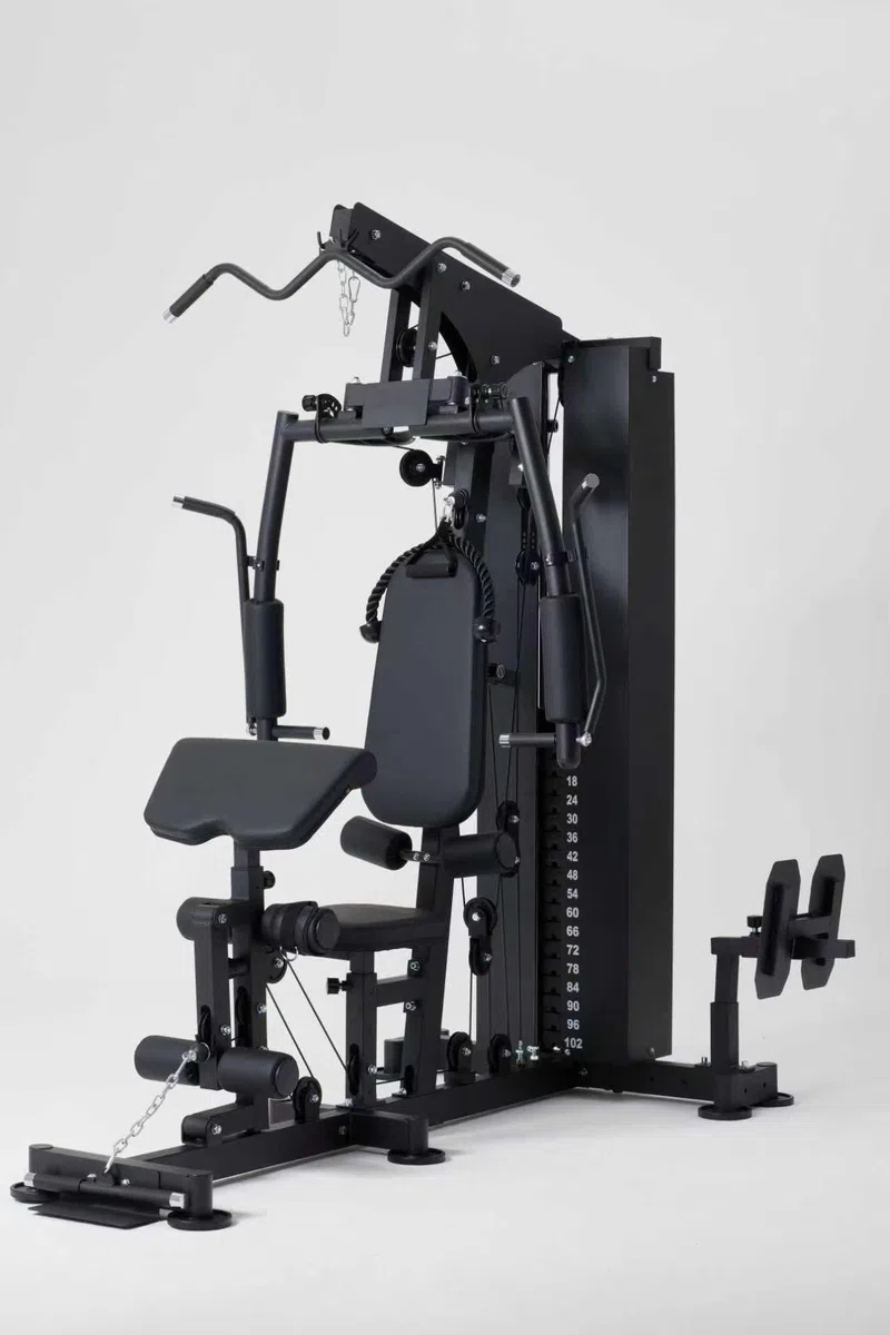 Stazione Multifunzione FD 6000 Plus - Palestra in Casa con Pacco Pesi 72kg, Carico Massimo 150kg - Macchina Fitness Professionale: Lat Tower, Leg Press, Chest Press - Home Gym Completa