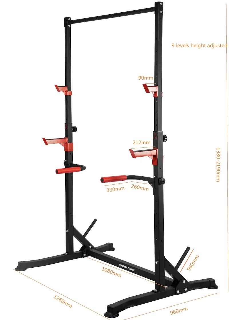Pull up Fitness Squat Rack v2/Barra di Trazione Regolabile/Barra Fissa/Sviluppa sdraiata/Pull up Bar/Gabbia Squat/ DIPS BAR, Lega di acciaio