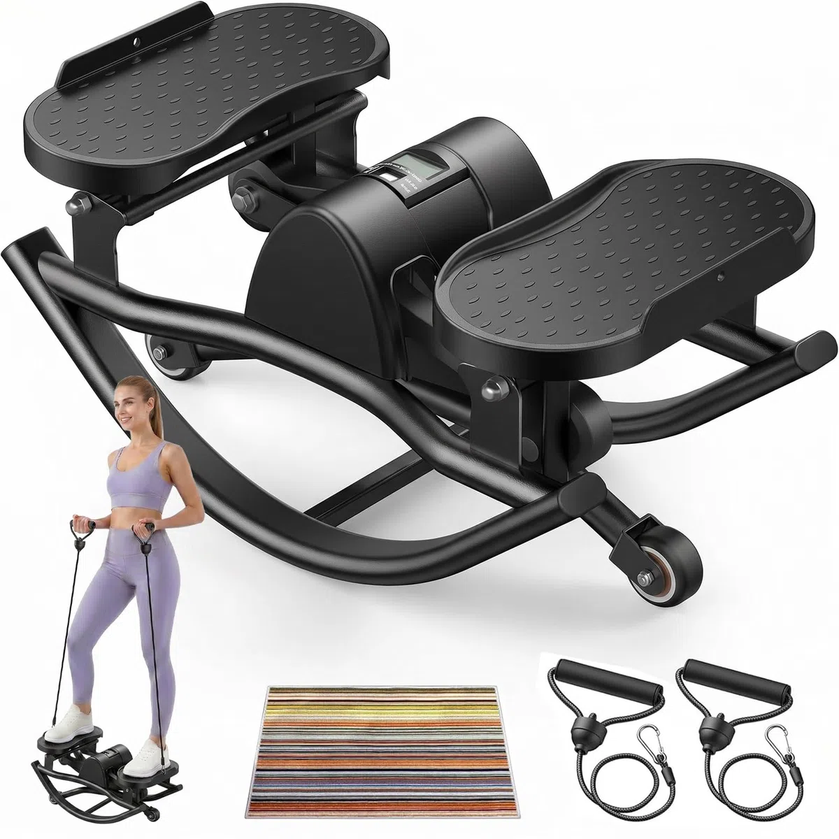 Upgraded Rock Stepper Fitness Casa, Movimento Laterale Mini Twist Stepper Silenzioso Delicato Sulle Articolazioni per Fianchi, Gambe, Glutei