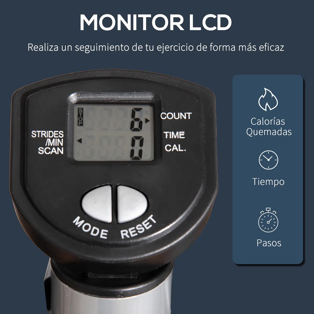 HOMCOM Stepper con Manubrio Regolabile, Impugnature Antiscivolo ed Elastici, Step Fitness con Monitor LCD per Casa e Palestr